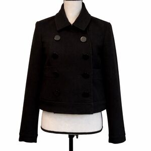 LOFT • Black Cropped Double-Breasted Pea Coat